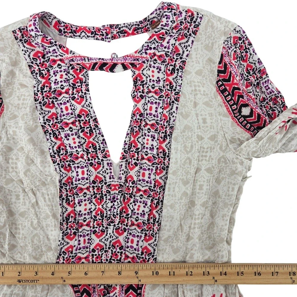 Free People Tegan Border Print‎ Mini Dress Boho Festival Indie Flowy 10